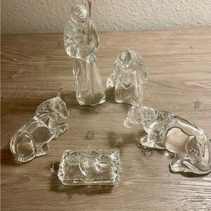 Vintage Cristal D’Arques Christmas Nativity Scene 5 Piece 24% Lead Crystal